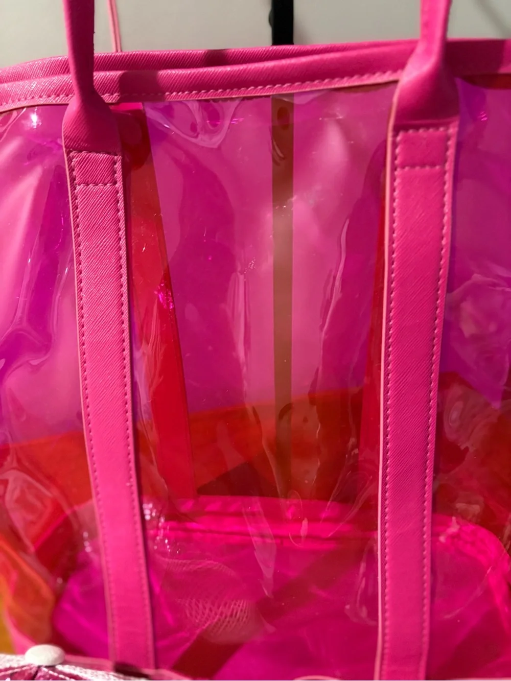 Pink Clear Tote Bag with Pouch & Von Dutch Hat Bundle